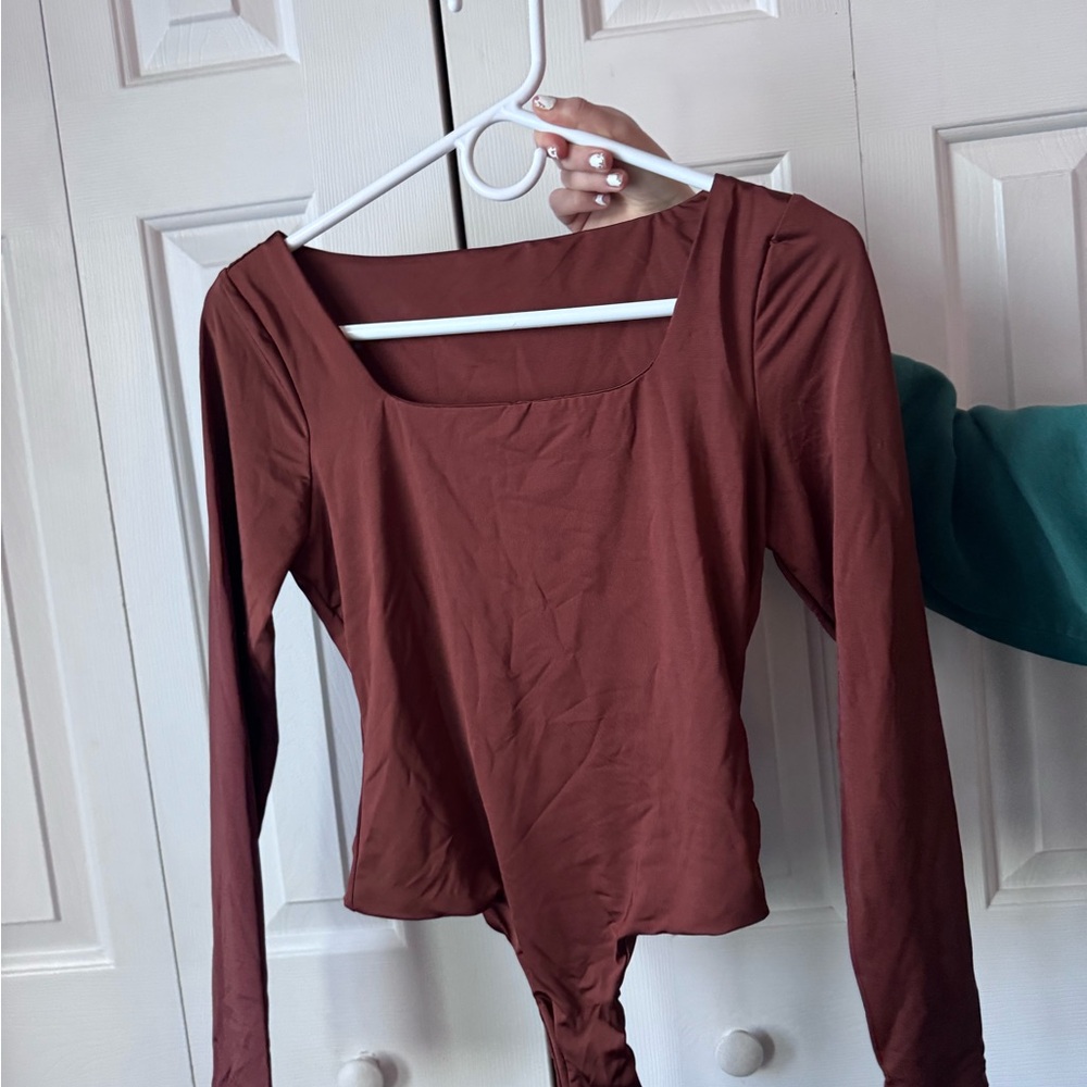 Amazon Essentials Brown Long Sleeve Bodysuit
